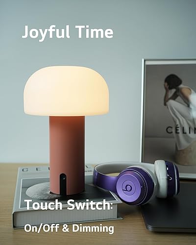 Miniatura 5 de Lámpara de mesa de hongos para exteriores, recargable, inalámbrica, impermeable, portátil, funciona con pilas, con carga USB, luz nocturna de