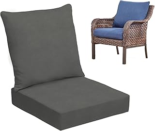 Generisch Lounge Kissen Für Rattan Gartenmöbel Set, 10cm Dick Wetterfest Sitzkissen Outdoor 60x60cm+Rückenkissen 60x50cm, Abnehmbar Waschbar Polster Sitzauflagen Auflagen Stuhl,Grau