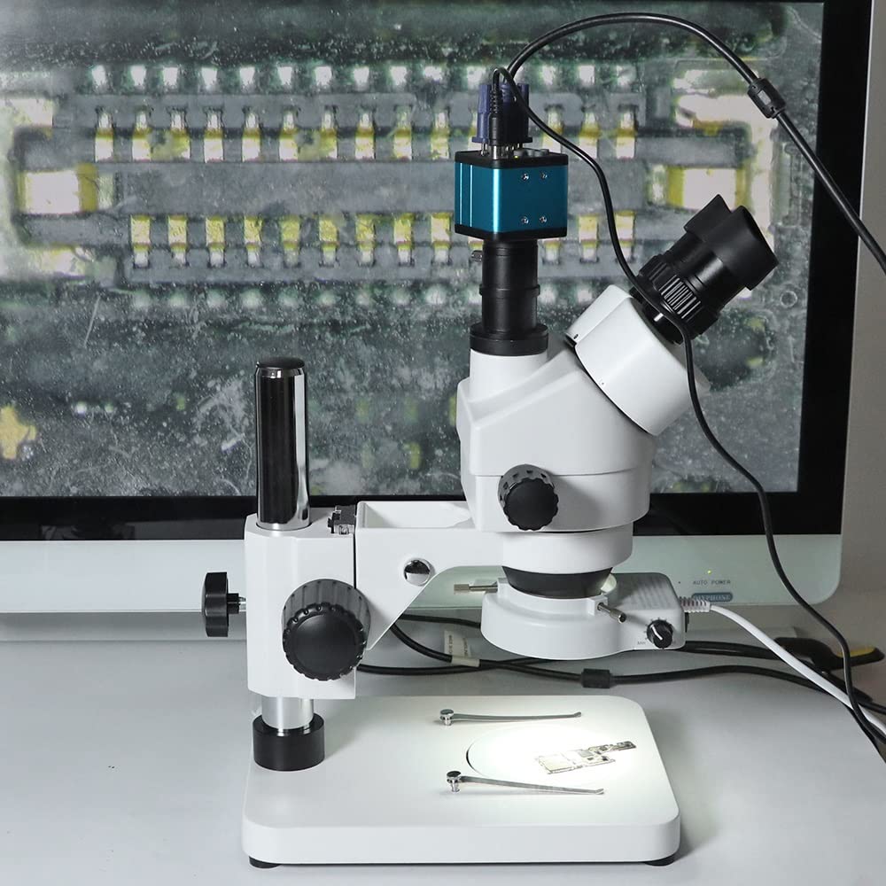 Microscope 3.5X-90X Zoom Magnification Simul Focal Trinocular Stereo Microscope 38MP VGA H_DMI USB SMD Microscopio Camera fit Phone PCB Repair(38MP add CTV 0.5)