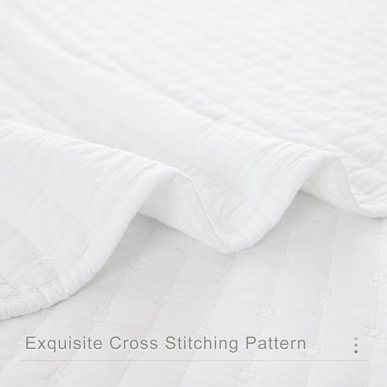 Masaca White Oversized King Quilt 120x120,Lightweight Oversized King Bedspread,3 Piece Extra Large Modern California King Coverlet Set Ultra Soft - Image 4