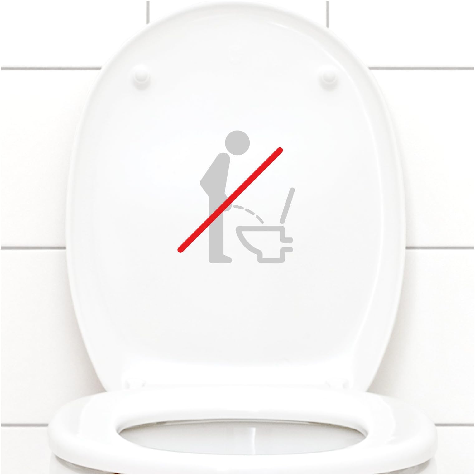 Toilet Sticker Pictogram - Please Sit Down to Wee - W733, Light grey, 11 x 12 cm