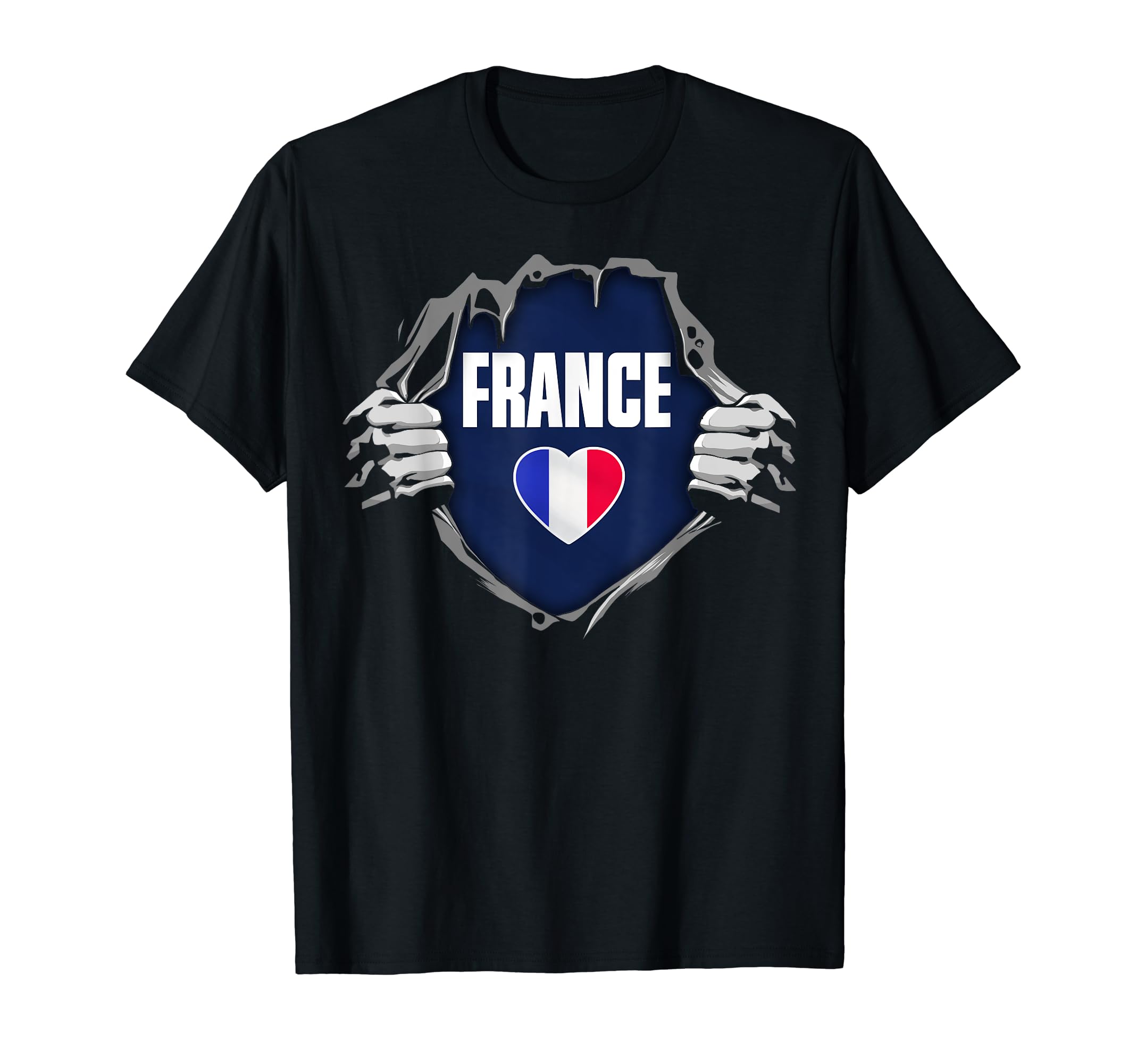 France French national flag I love France T-Shirt, Black