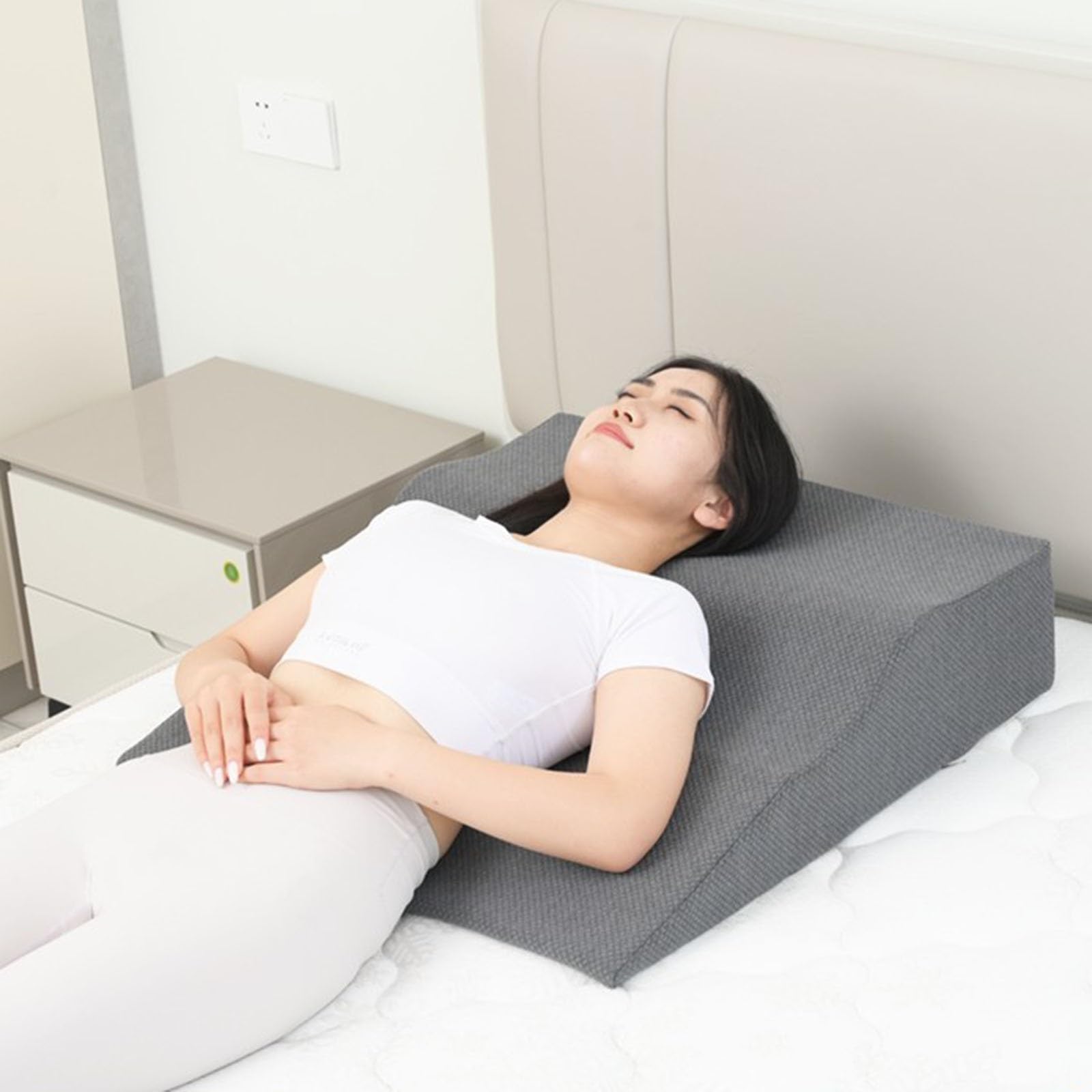 keilkissen bett keilkissen bett kopfteil Matratzenkeil gegen sauren Reflux, dreieckiges erhöhtes Kissen mit waschbarem Reißverschlussbezug für Erwachsene/ältere Menschen/Schwangere/Kinder, Rampenmatra
