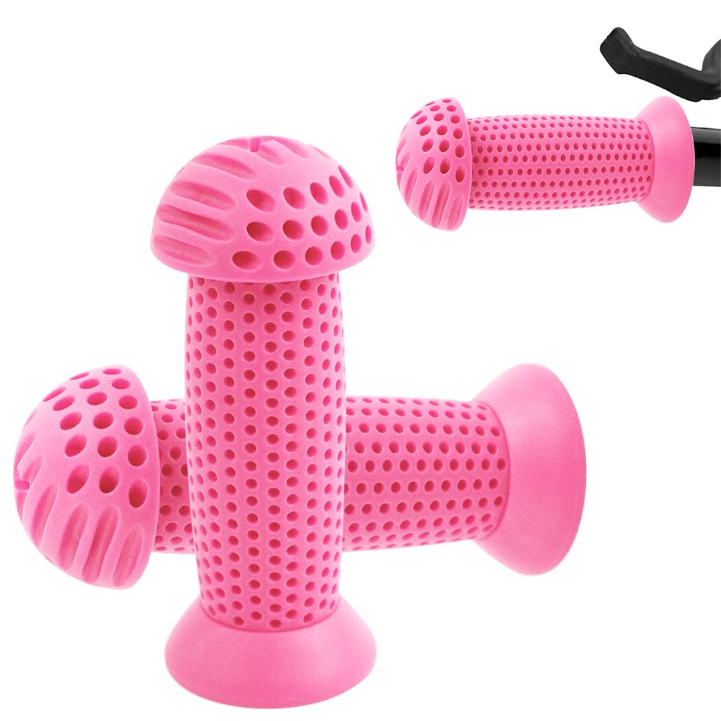 Proberos® Kids Bike Handle Grip 3.9 inches Soft Silicone Grip Sleeve Cover Porous Silicone Anti-slip Grip Universal Children's Bicycle Grips for Scooter, Tricycle, Children's Balance Bike, Pink-picture-34