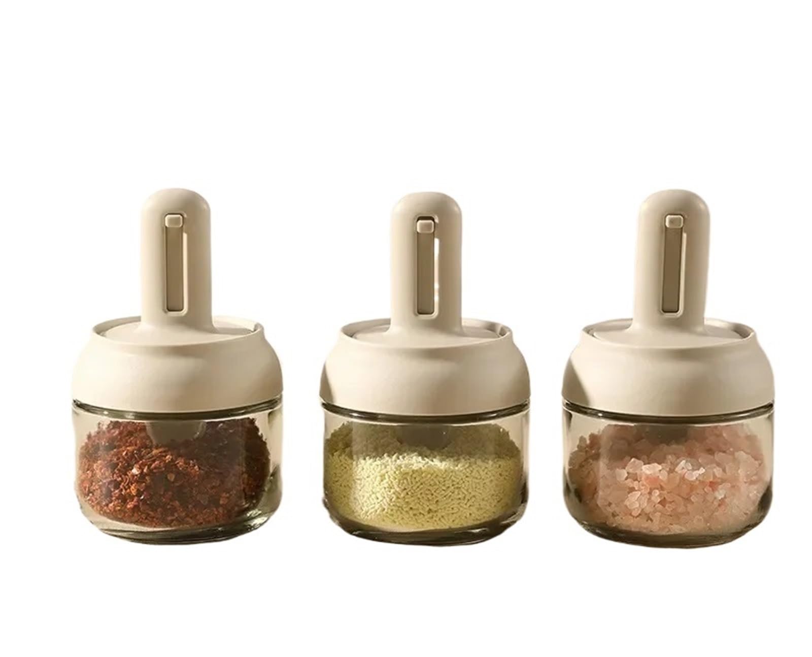 Pot à épices extensible, couvercle de cuillère cuisine, pot d'assaisonnement en verre intégré, boîte sel MSG, ensemble joints Pour Spice(2pc)