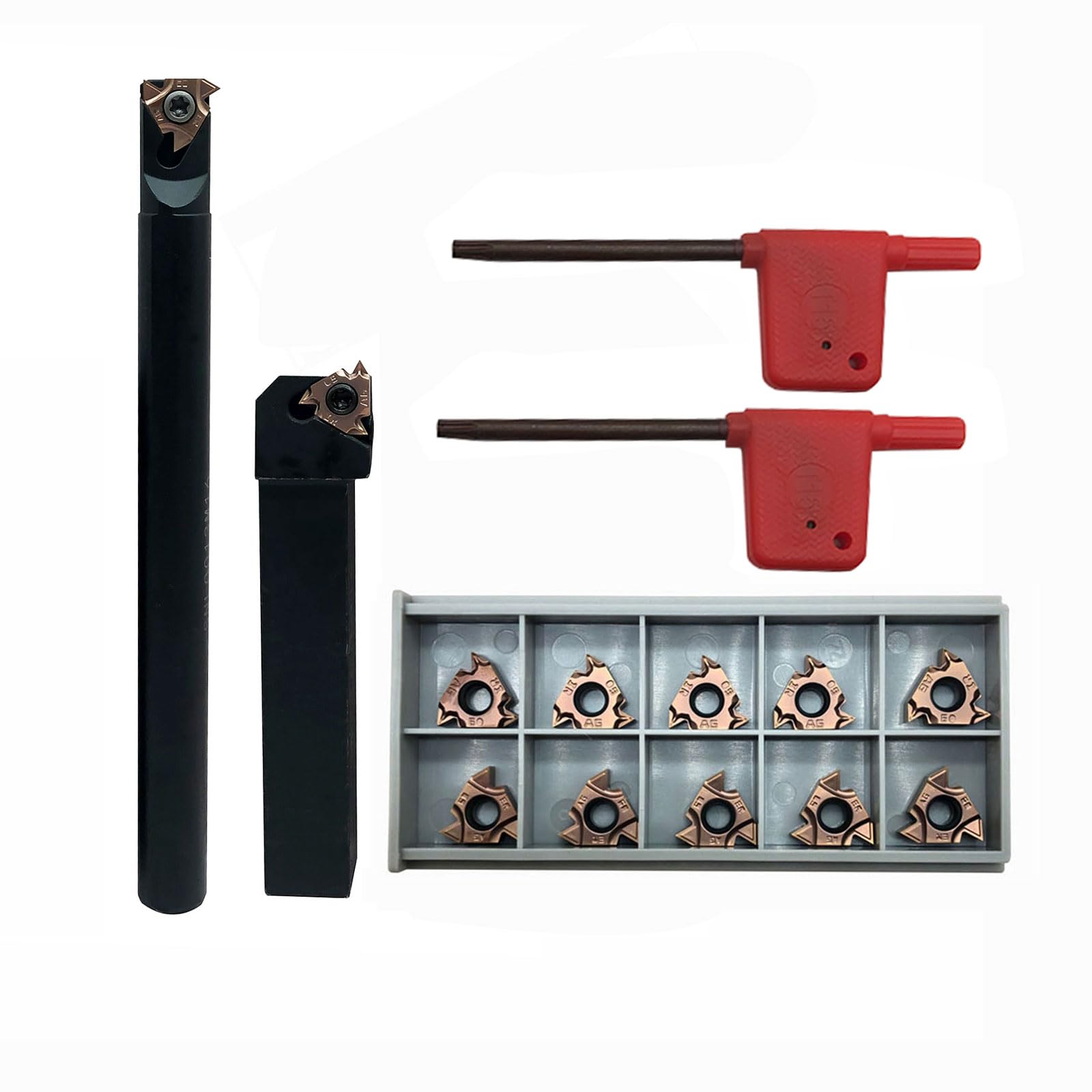 Barre de forage SNL0012M16 + SEL1616H16 - Inserts filetés intérieurs pour tours - Porte-outil rotatif avec 5 pièces 16ER AG60 + 5 inserts de rotation en carbure 16IR AG60.