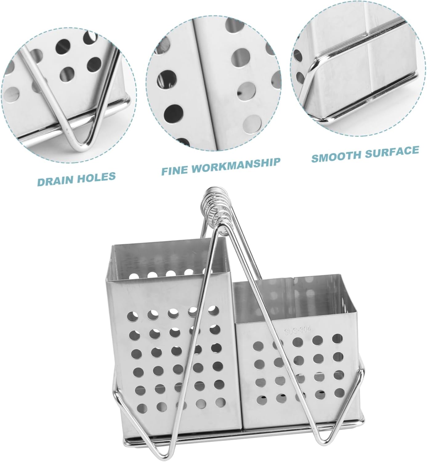 PRETYZOOM Multifunctional Stainless Steel Chopsticks Holder Utensil Storage Cylinder for Home and Restaurant Use Stylish Silver Design Drain to Keep Cutlery Dry