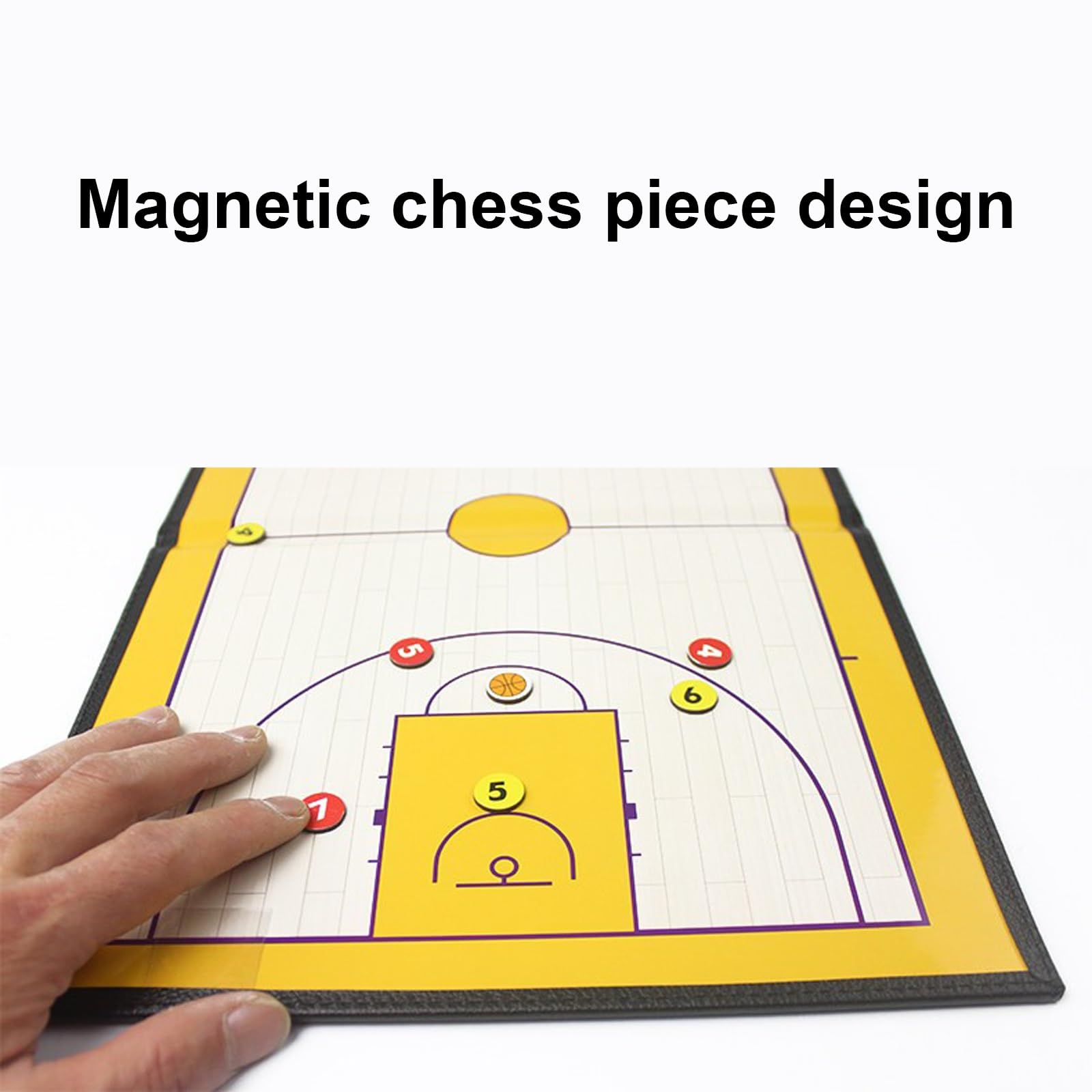 Magnetische Basketball-Coaching-Taktiktafel, Tragbares, Trocken Abwischbares Basketball-Klemmbrett for Trainer, Glatte Schreiboberfläche, Spielermarkern, Stift und Radiergummi