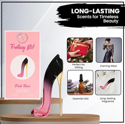 Miniatura 5 de Fantasy Girl Mini Conjunto de Regalo de Perfume de Tacón Alto para Mujeres (1oz30ml x 5pcs) Rosa Rosa, Ambición, Deseo, Perfecto y Amor, (Paquete de