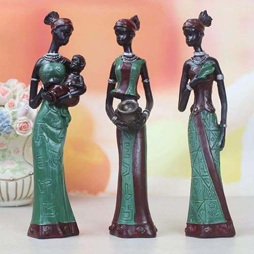 Miniatura 3 de Juego de 3 piezas de escultura africana figura de mujer para niñas, tribal, dama, estatua, decoración, pieza de arte coleccionable, manualidades