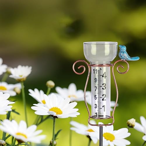 Miniatura 7 de Medidor de lluvia para exteriores con bola de cristal, medidor de lluvia solar de jardín para patio, césped, jardín, decoración de valla