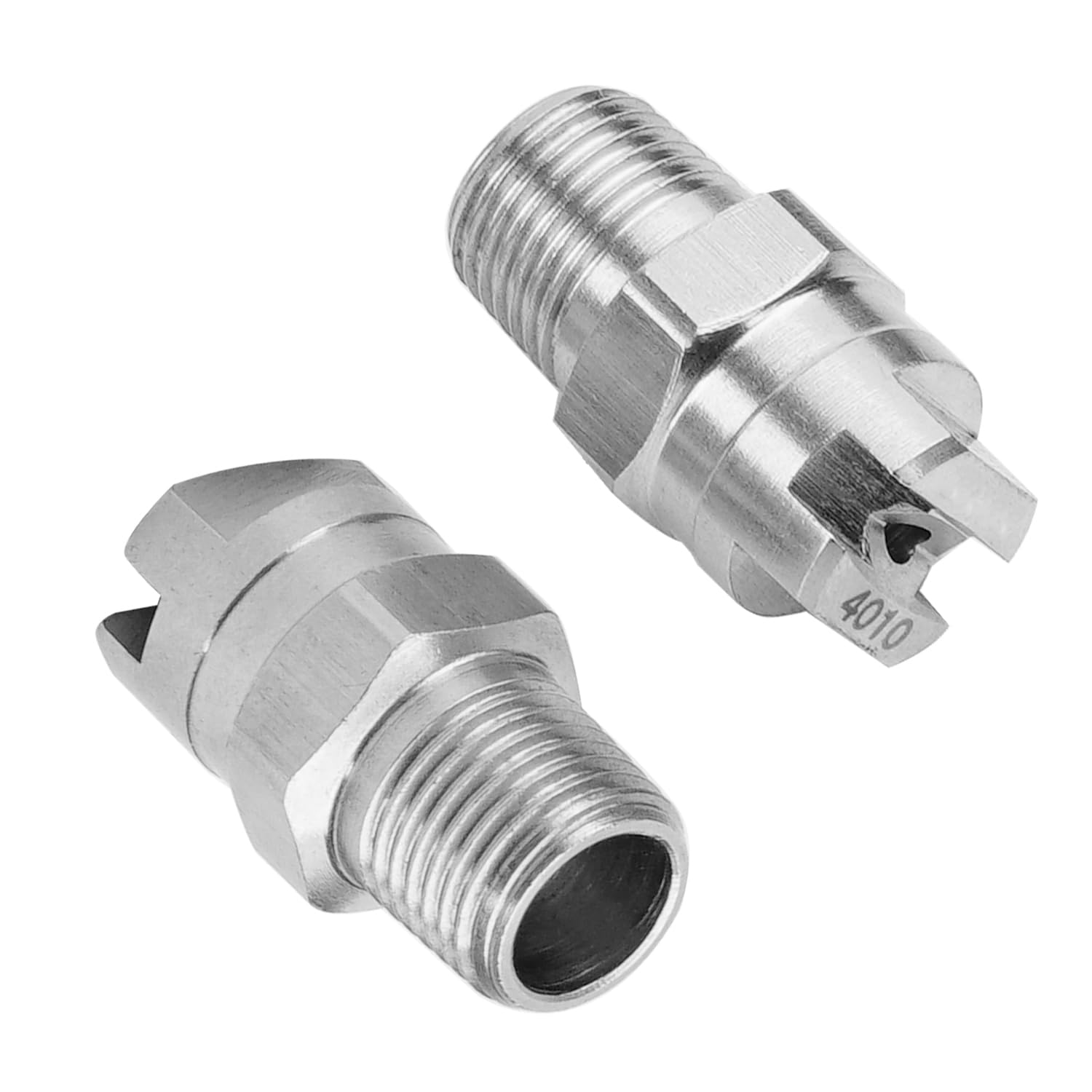 Jutagoss Pressure Washer Fittings, 1/4BSPT Male Thread 304 Stainless Steel Nozzle, 40 Degree 2mm Orifice Diameter Flat Fan Spray Tip, Quick Connect Coupler Socket Pressure Washer Adapter, 2Pcs