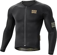 ROCKBROS Men's Long Sleeve Cycling Jersey - Breathable Quick Dry Full Zipper Shirt with Pockets & Reflective Strips