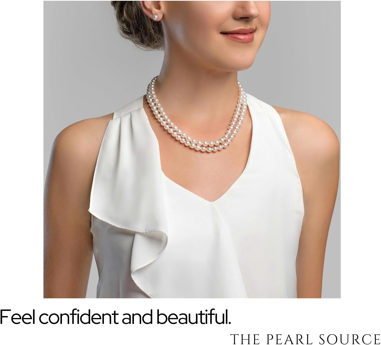 The Pearl Source 14K Gold 8-9mm AAAA Quality White Freshwater Cultured Pearl Necklace for Women in 36" Opera Length - Image 6