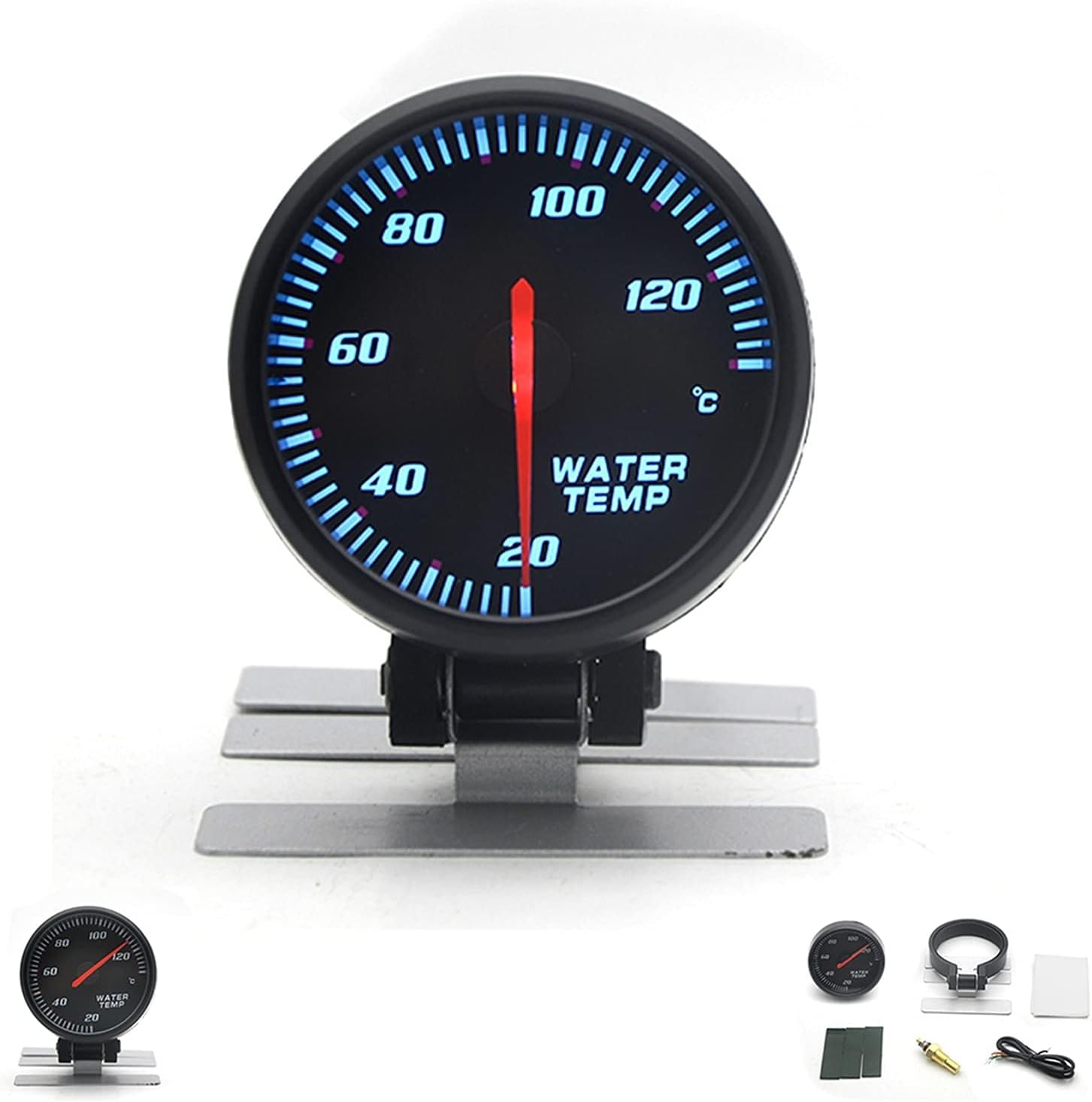 2.5" 60mm Boost Vacuum Water Temp Oil Temp Oil Press Voltage Tachometer Air Fuel Ratio EGT Gauge Black Color Blue Led Car Guage (Color : Oil Temp) (Water Temp)