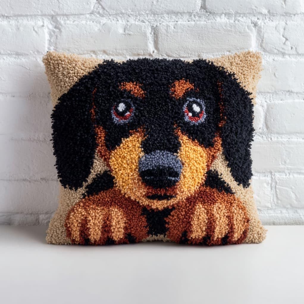 AxiangziK Latch Hook Cushion Kits for Adults,Dachshund Animal Dog.jpg
