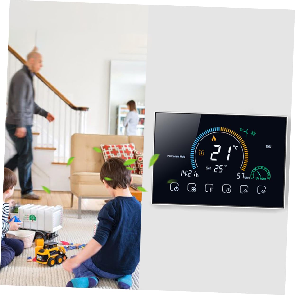 VILLCASE Termostato Digitale da Incasso per Riscaldamento a Pavimento, Nero, Schermo Lcd 4,8 Pollici, Temperatura Precisa ±1°c, Sicuro e Affidabile