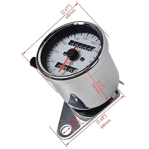 Miniatura 3 de 0022 Mini motocicleta velocímetro doble odómetro con retroiluminación LED indicador de señal de giro de faro neutro 2.56 pulgadas universal blanco