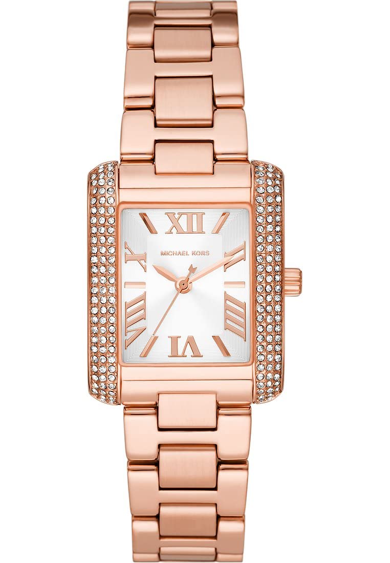 Michael Kors Emery Reloj para Mujer, Movimiento de Cuarzo con Correa de Acero Inoxidable o Piel