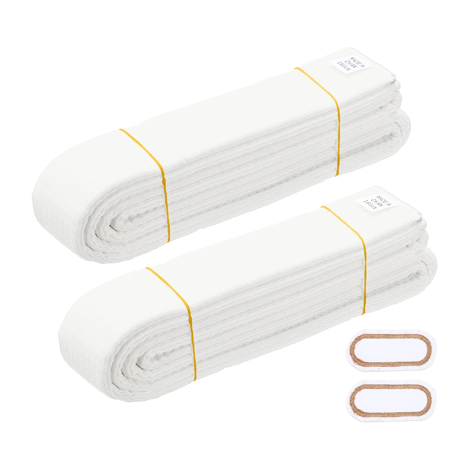 Karate Belt, Martial Arts Ranking Belts with Name Tag Solid Cotton Double-Layered Core Long Soft Uniform Training Equipment Fitting for (Taekwondo/Karate/Judo) 5.2ft&2Pcs&White