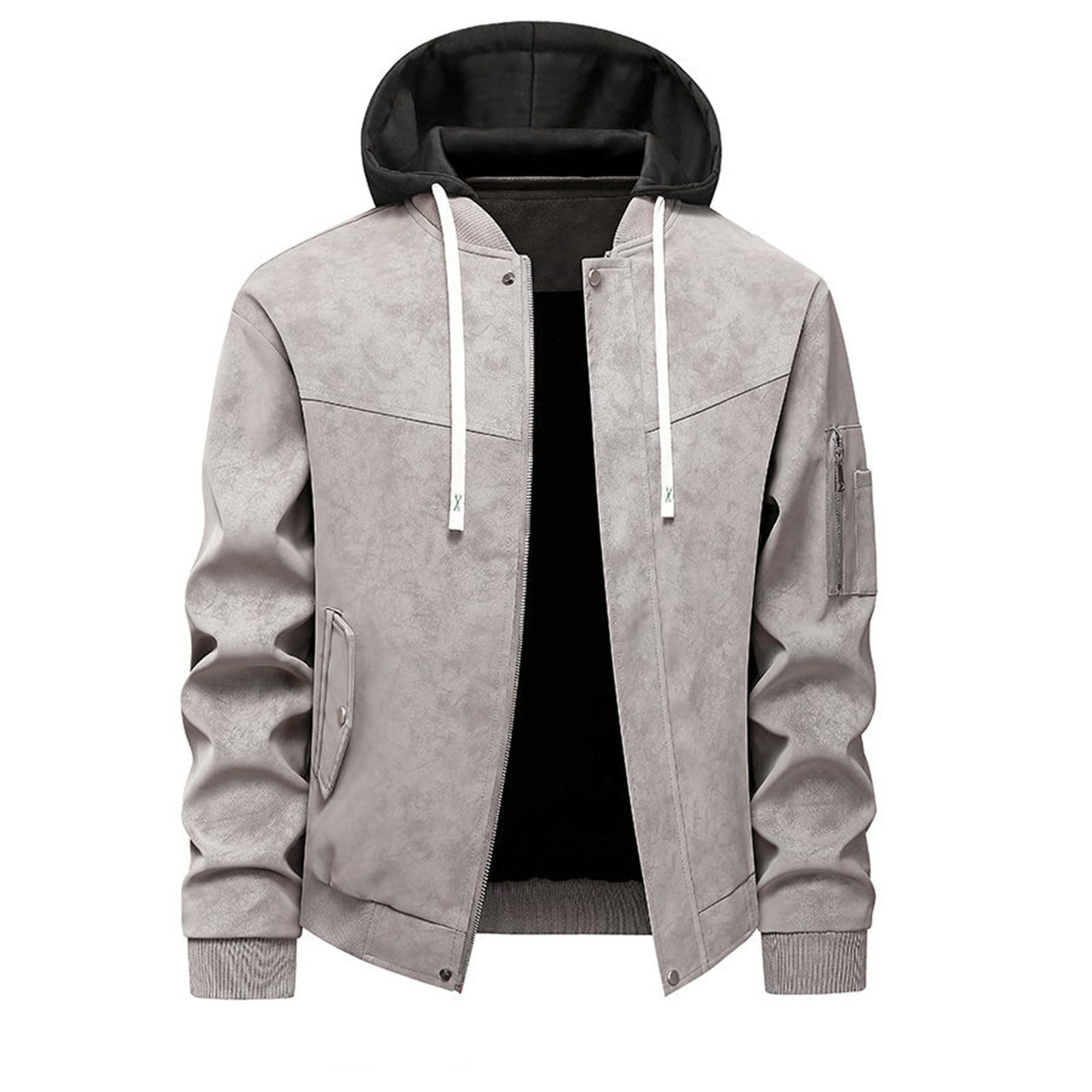 Chaqueta informal para hombre con capucha desmontable y diseño de color par