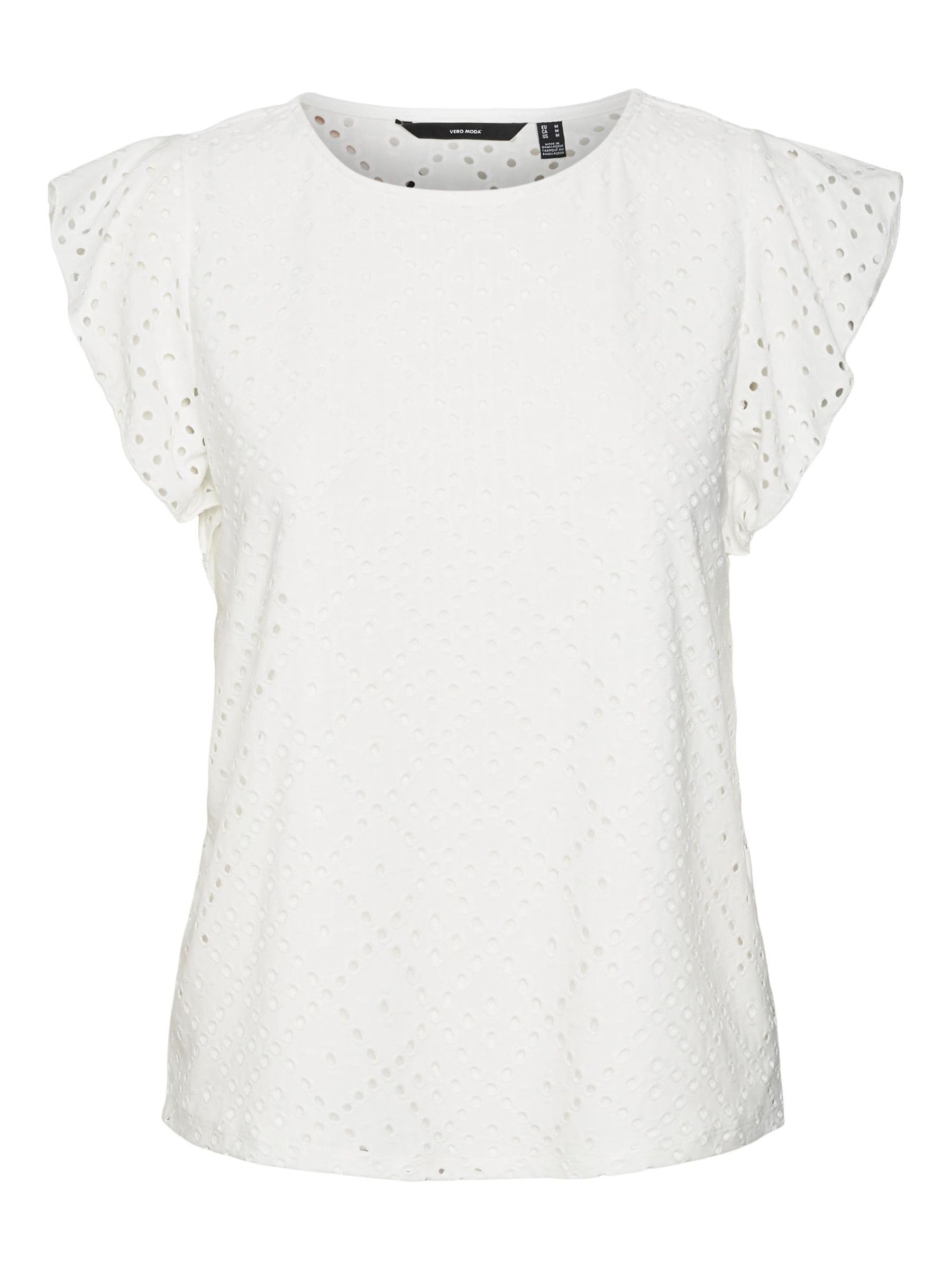 VERO MODA Women's Vmtassa SL Frill Top Noos T-Shirt, Snow White, S