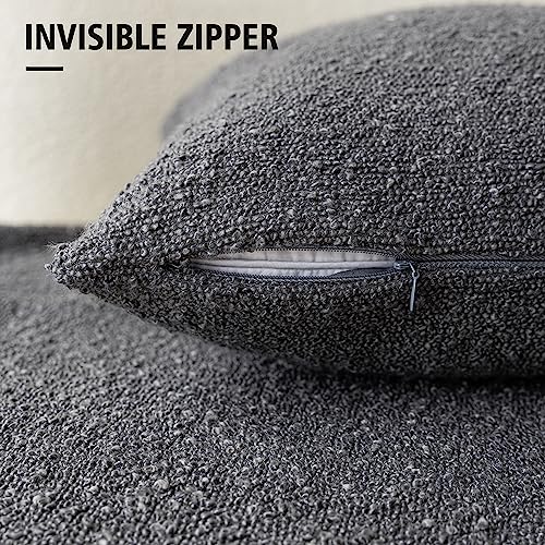 Image of Foindtower Textured Boucle Throw Pillow Covers Accent Solid Lumbar Pillow Cases Cozy Soft Decorative Couch Cushion Case for Chair Sofa Bedroom Living Room Home Decor, 12 x 20 Inch,Dark Grey