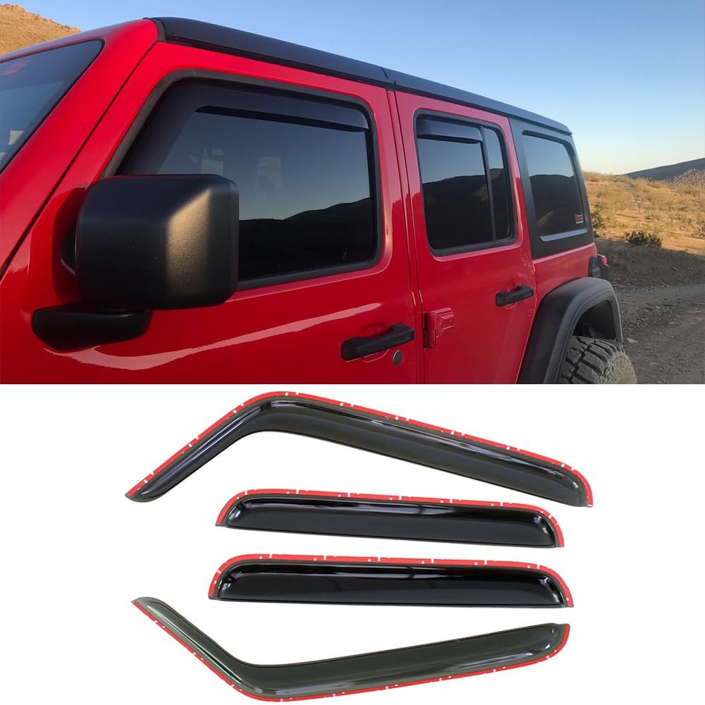 ( similar) 194249 Side Window Visor Wind Vent Deflector, 4pcs in-Channel Style Tape-On Dark Smoke Nice Rain Guards Set fit for Prius 