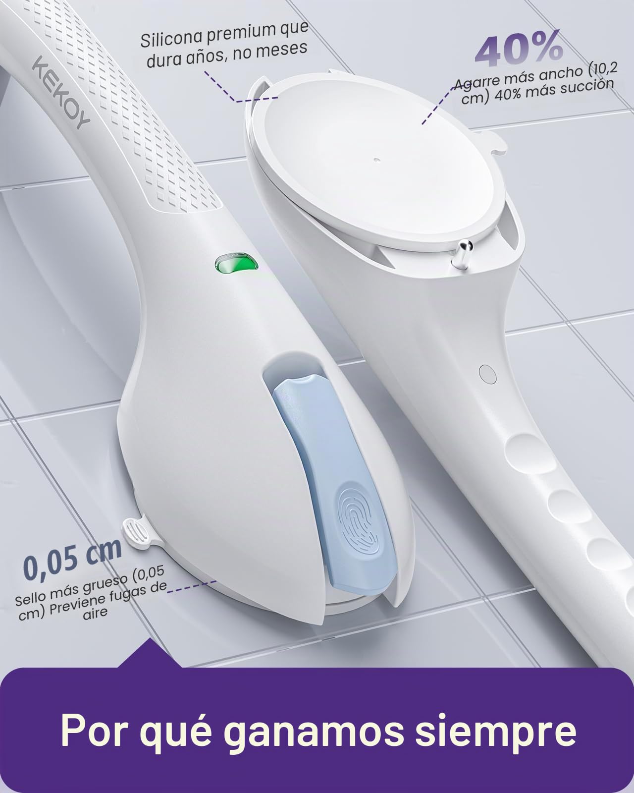 KEKOY Agarraderas Baño para Mayores con Indicador, Agarrador Ducha para Personas Mayores y con Discapacidades – Asidero de Ducha Seguro y Resistente, Sin Taladrar y Desmontable (Azul oscuro*2）