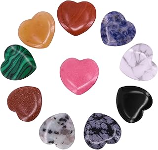 10PCS Chakra Heart Stones Heart Gemstones Worry Stone Heart Love Stones Heart Crystal Stone Palm Stones Heart Shaped Crystal Stones Meditation Healing Crystals Puff Crystals Thumb Gemstones
