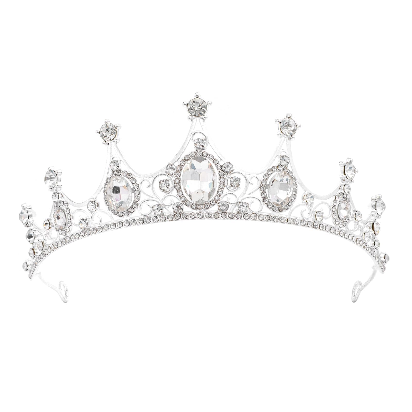 Corona Diadema Con Cristalli SWEETV Per Sposa - Regolabile, Con Forcine, Per Matrimoni, Compleanni, Halloween