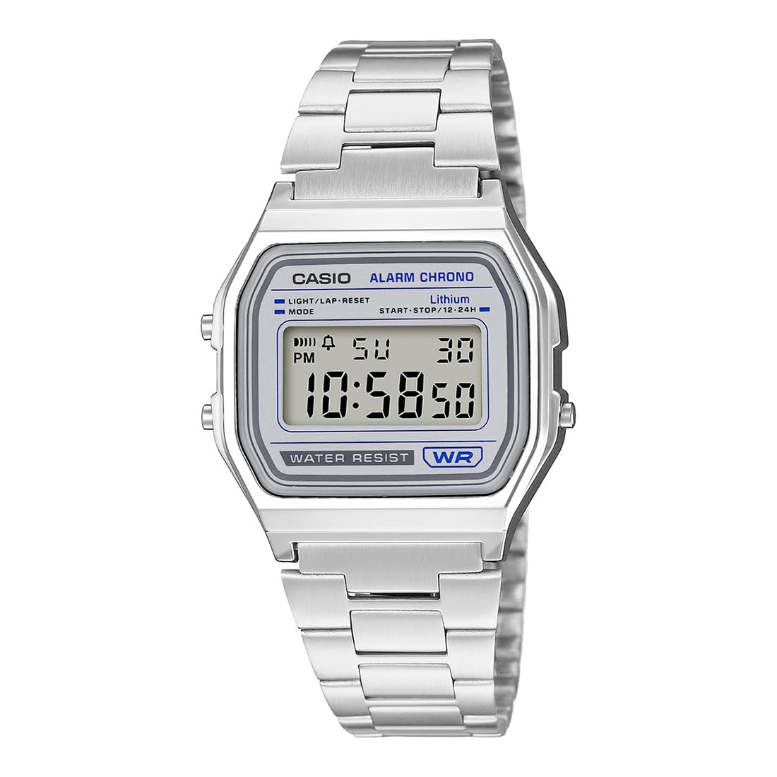 Vintage A158WEA-7DF Digital Silver Watch Unisex (D426)-image-1