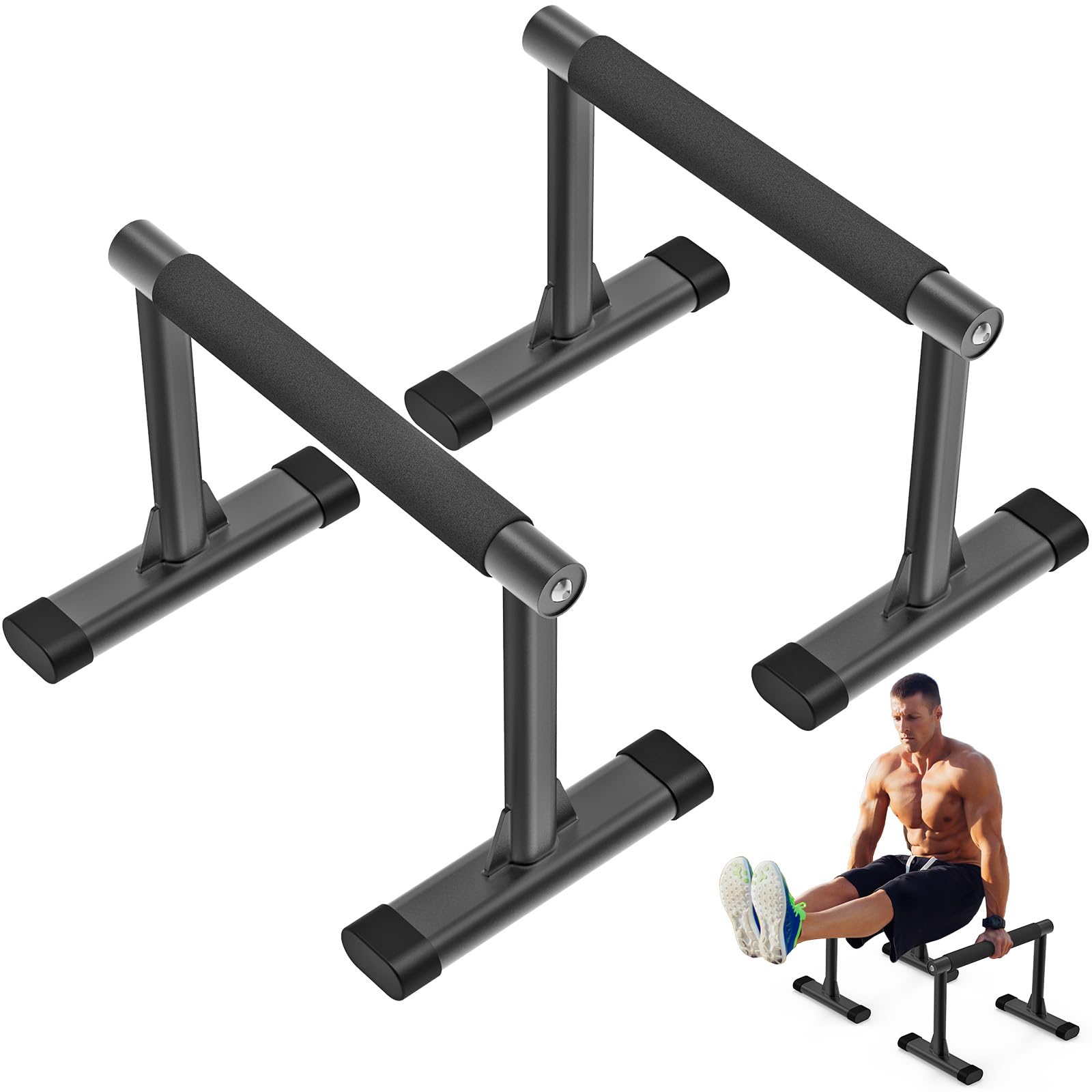 Kipika Parallettes Bars, Wooden Push Up Bars & Dip Bar with Thick Handles, Rock-Free Fitness Equipment for Handstand, L-Sit, Gymnastics & Strength Training, 500lbs Capacity