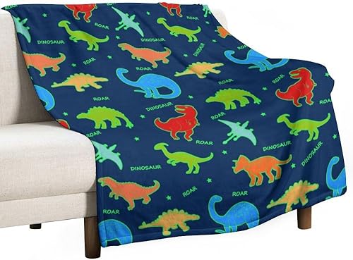 Miniatura 7 de Manta de dinosaurio para niños, suave que brilla en la oscuridad, para niños, juguetes para niños, adecuada para camas, sofás, campamento al aire
