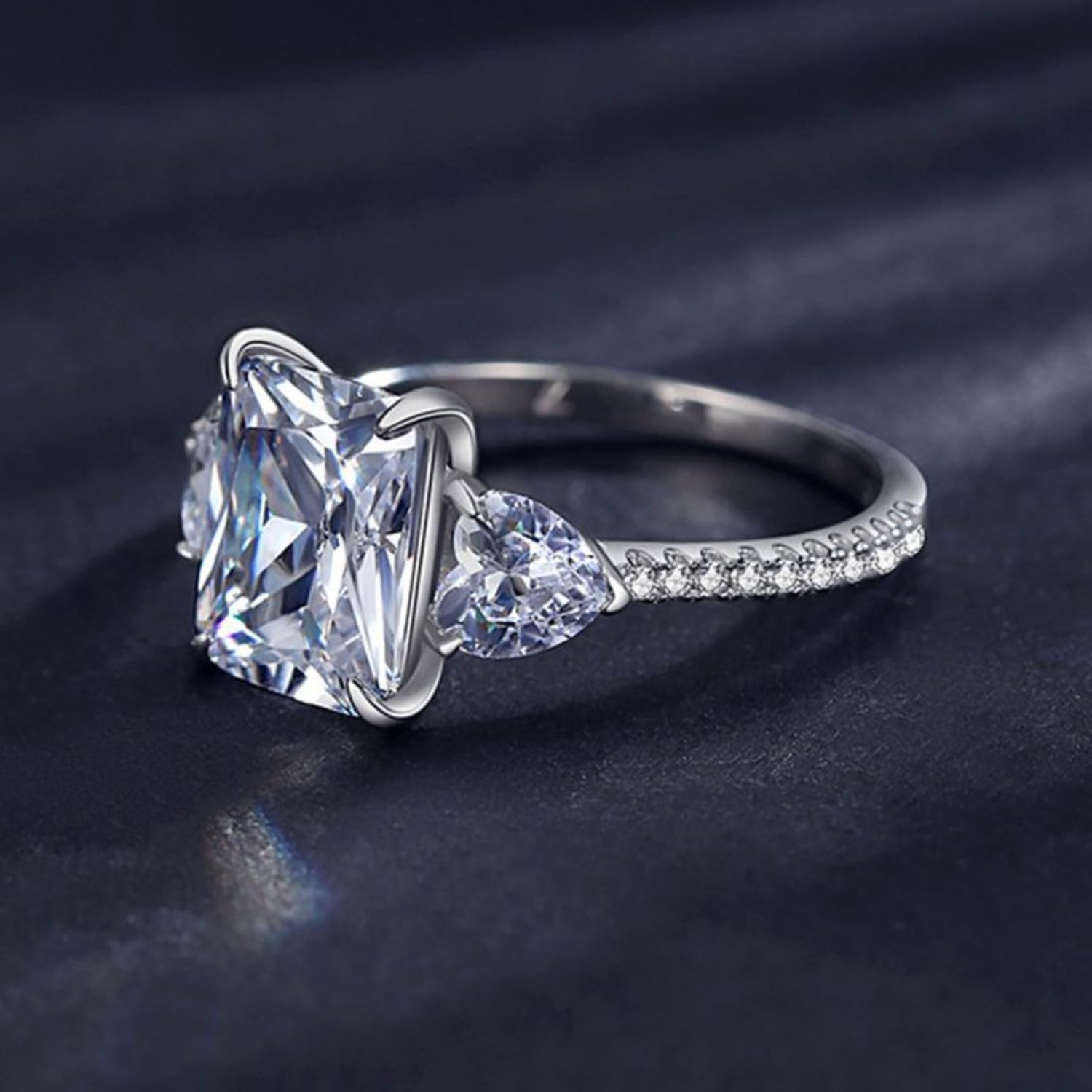 3-karatowe pierścionki zaręczynowe Moissanite dla kobiet promienisty krój D kolor VVS1 białe/zielone/różowe z diamentami obrączki certyfikatem(White,9)