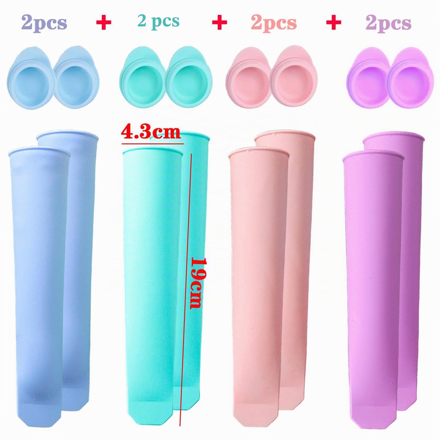 Eisformen Silikon 8 Stück Eisformen eis am stiel Silikonform Eisüten Eisformen Wassereis mit Deckel Wassereis Formen Tüten Wiederverwendbar Popsicle Eisform für Wassereis
