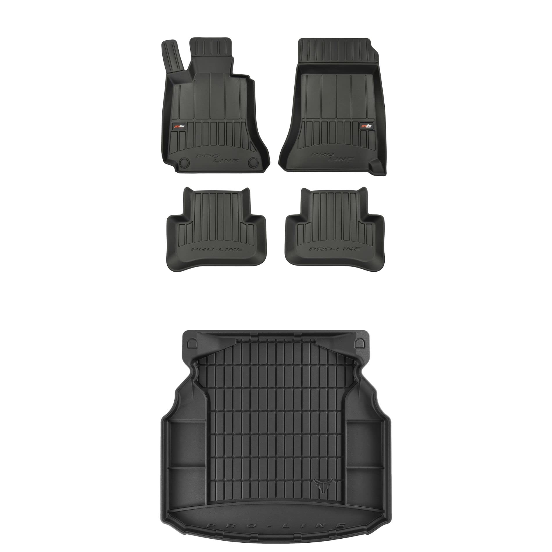 FROGUM ProLine 3D Un Juego de Alfombrillas de Goma para Coche y cubeta Maletero exclusivas Alfombras para Mercedes-Benz Clase C W204 2007-2014 | Los Bordes más Altos