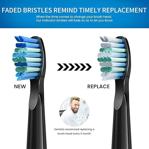 Miniatura 5 de YUNCHI Cabezales de repuesto para cepillos de dientes compatibles con Fairywill FW-D1D3D7D8507508551917959, Gloridea, Sboly, WOVIDA, Y1 Sonic