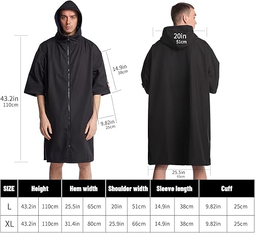 Miniatura 6 de Hiturbo Parka de natación impermeable y resistente al viento, manga 34, bata cambiante con capucha, abrigo cálido para surf, natación, deportes