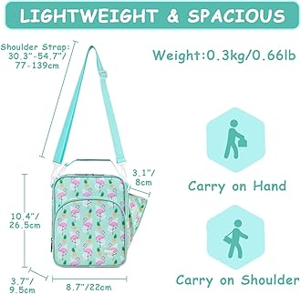 VASCHY Lunch Boxes Bag for Kids, Insulated Lunchbox Reusable Containers for Girls with Detachable Shoulder Strap for School Flamingos