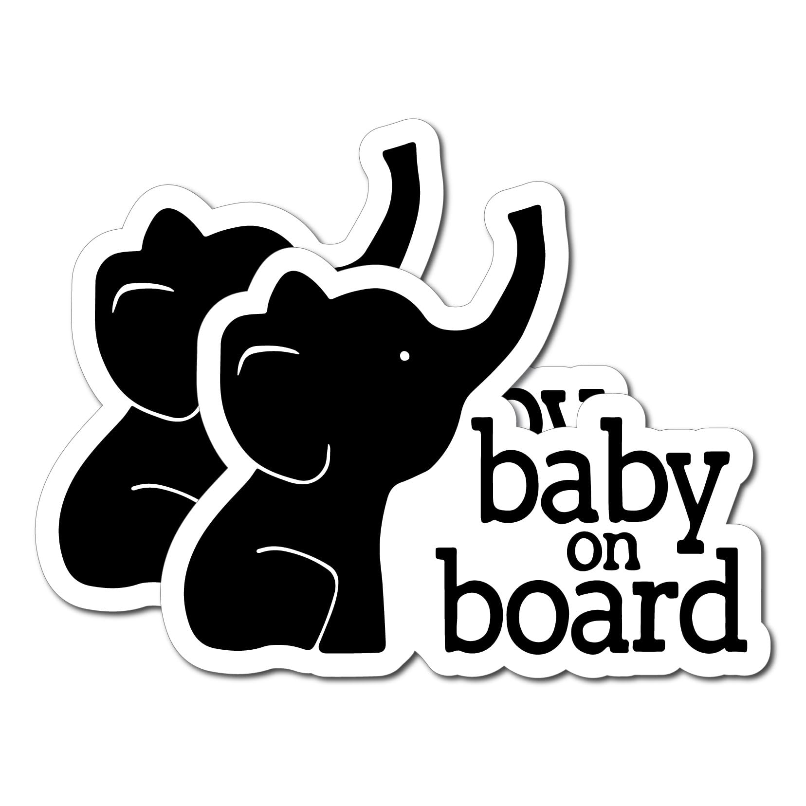 Bad Fish Custom Decals2 Pack Baby On Board Elephant Car Decal – Funny Cute Sticker for Animal Lovers - Premium Gloss Permanent Vinyl (Full, 1)