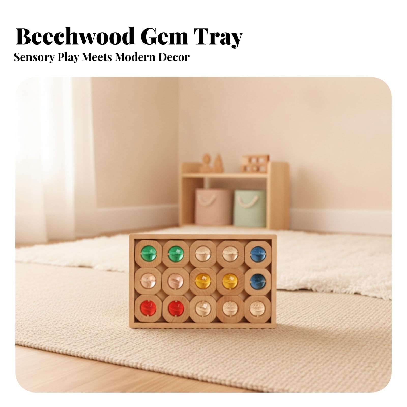 15 Pezzi Gioco Costruttivo in Legno | Non Verniciato, Atossico, Set di Blocchi con Scatola e Cordoncino, per Asilo, Trans 15 Gem