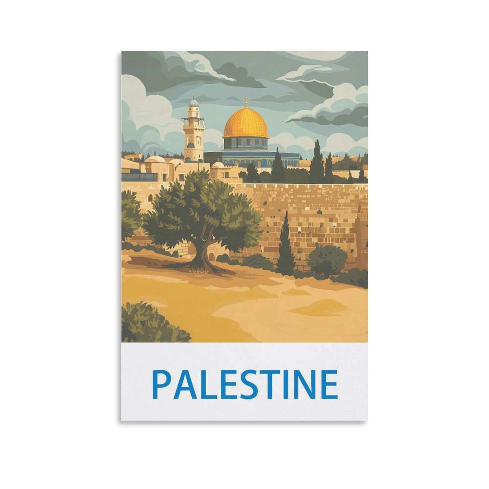 Lnmnjesg Unframe-Style Palestine Vintage Travel Poster 08X12inch(20X30cm) Canvas Painting Wall Art, Wall Decor Pictures Prints For Living Room Bedroom