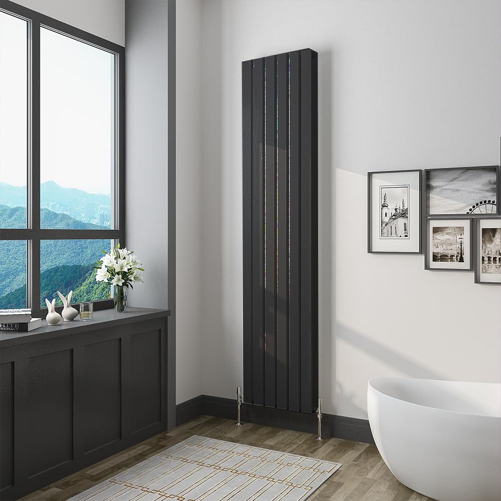 1800x408mm Black Flat Panel Radiator Horizontal Vertical Designer Central Heating Rads