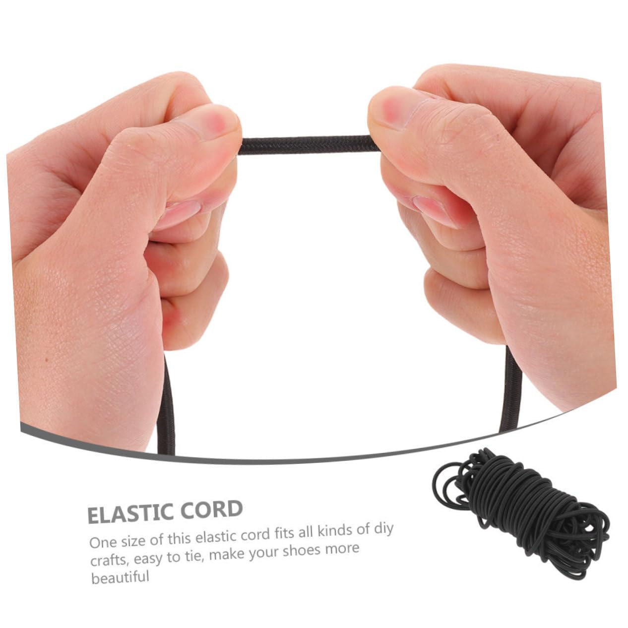 1 Cordón Rollo Elástico Negro Redondo para Zapatos y Puños | Goma y Yarn, Uso en Trainers y Calzado Casual, Estilo Chic y Moda, Fácil de Atar