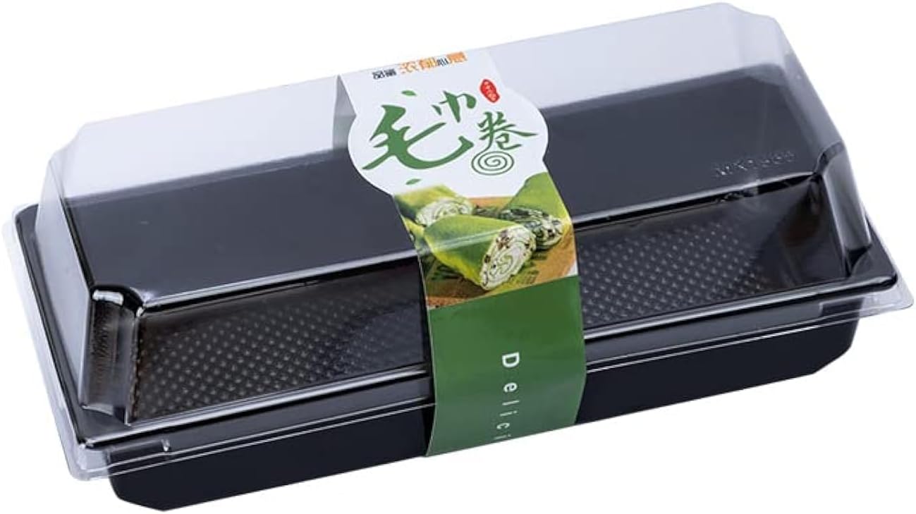 50 Pack Roll Cake Boxes sandwich Boxes with Clear Lids, Black Disposable Plastic Charcuterie Boxes Food Containers Bakery Boxes for Cookies, Chocolate Strawberries, Pies, Donuts