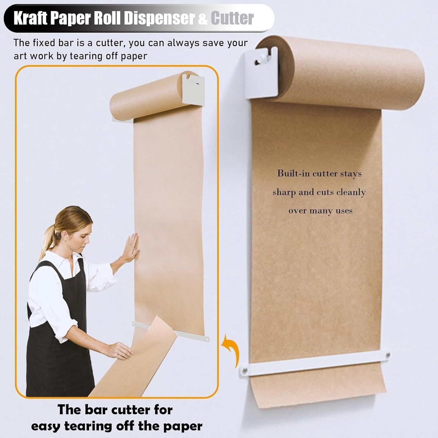 Dozownik papieru rzeźnickiego montowany na ścianie Dozownik i obcinacz do papieru w rolkach, uchwyt pakowania na ścianę(Bracket Wide 37cm/14.5)