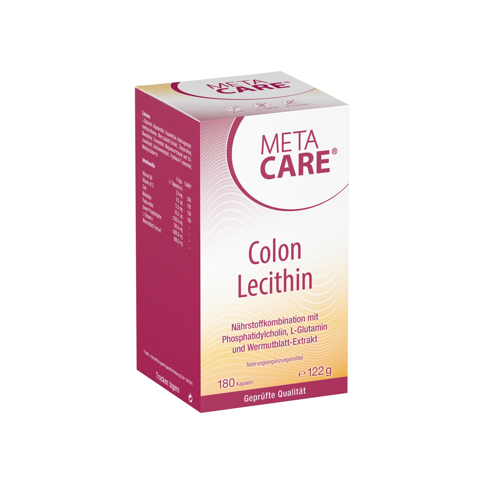 Colon Lecithin – Hochwertiges Phosphatidylcholin – L-Glutamin – Pflanzlich ergänzt durch Wermutblatt-Extrakt – Hochdosiert – Vegan – 180 Kapseln