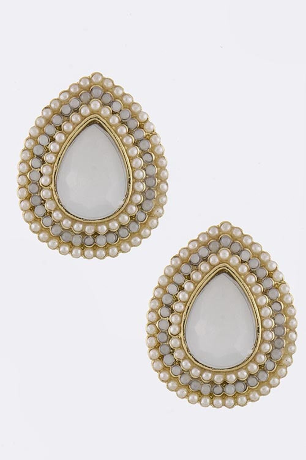 KARMAS CANVAS PEARL AND ACRYLIC FRAMED JEWEL EARRINGS