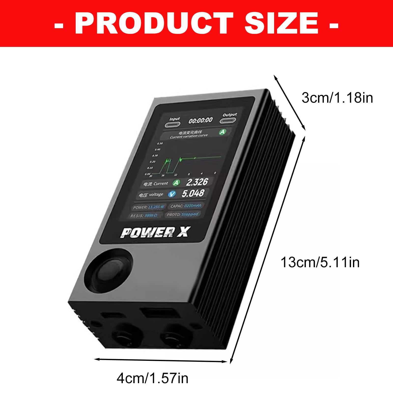 Tester mocy do naprawy tablic telefonicznych, aluminiowy multimetr z odczytem prądu napięcia, wejście USB typu C, zestaw 4 kabli, tester naprawy płyty głównej, wykres diagnostyczny typu C